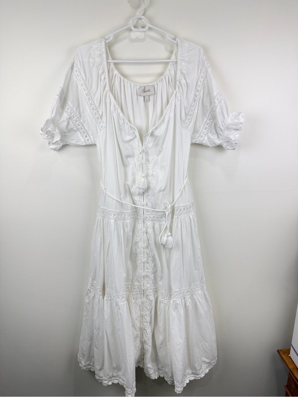 Cleobella Organic Cotton Embroidered Cottagecore Boho Prairie Midi Dress S - Picture 2 of 9